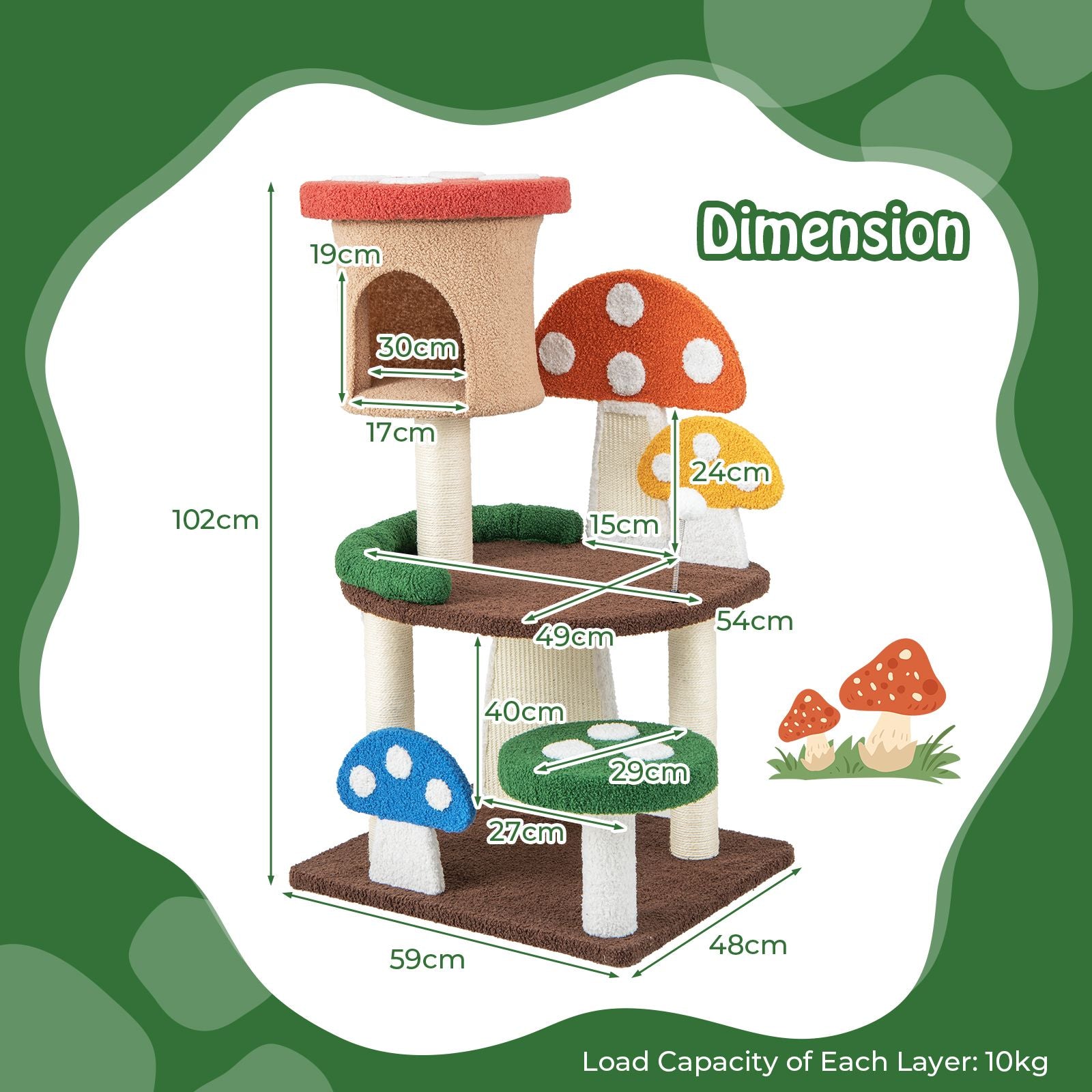  Mushroom Cat Tree 102 cm