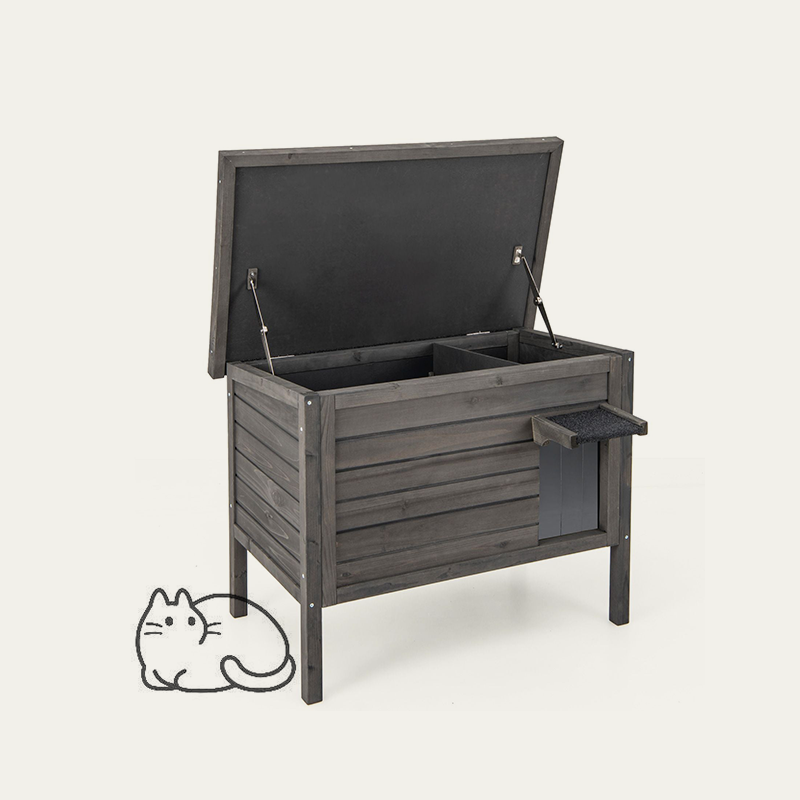 Outdoor Insulated Wooden Cat House for Multiple Cats