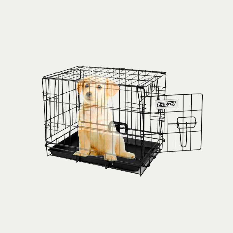 Foldable Lockable Pet Cage with Double Doors 