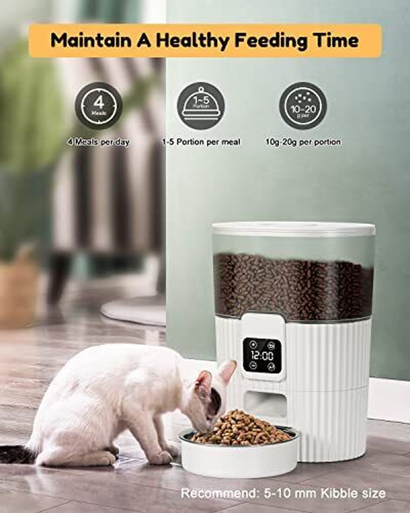 Automatic Cat Feeder with Stainless Steel Bowl & Pet Food Dispenser