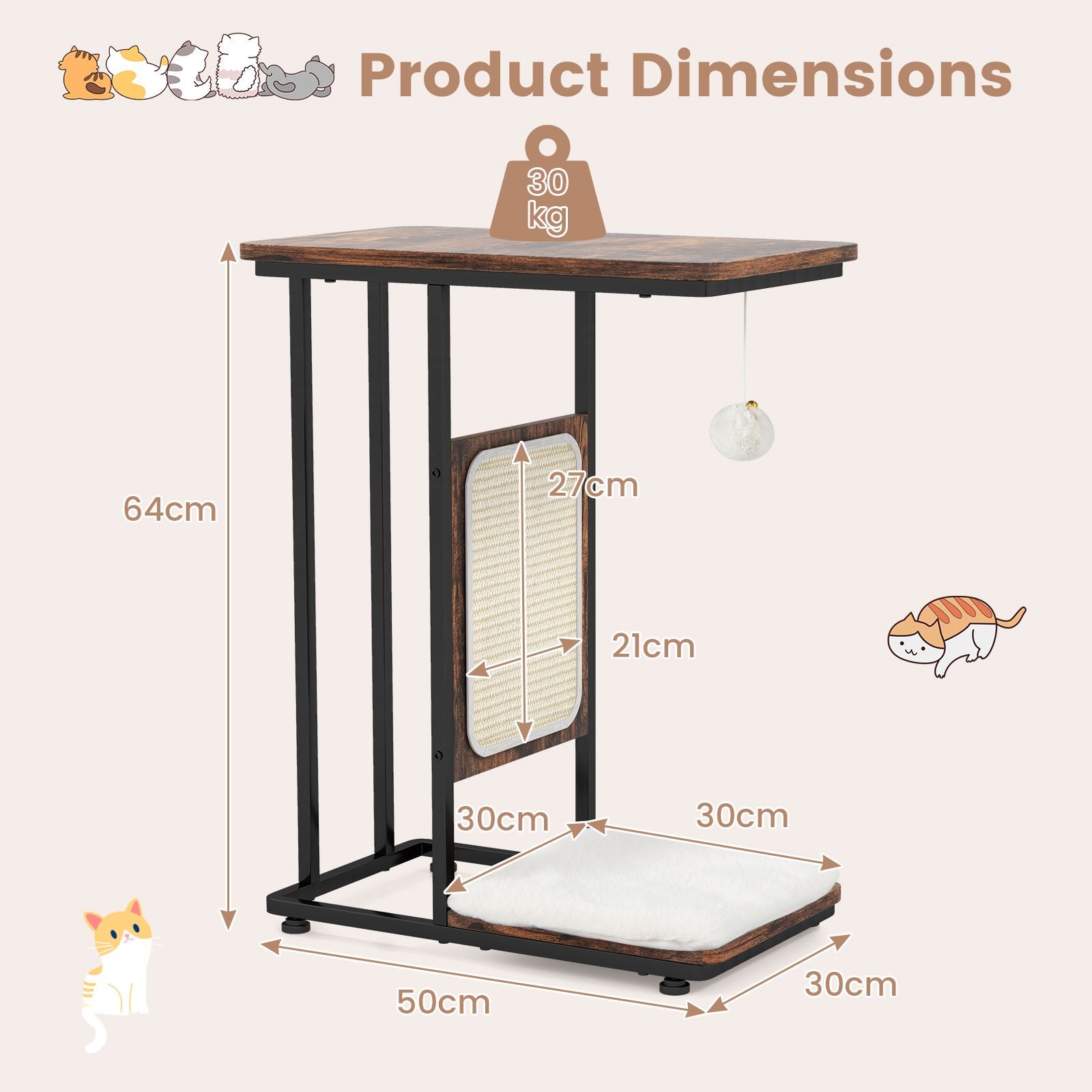 2-in-1 Cat Tree End Table