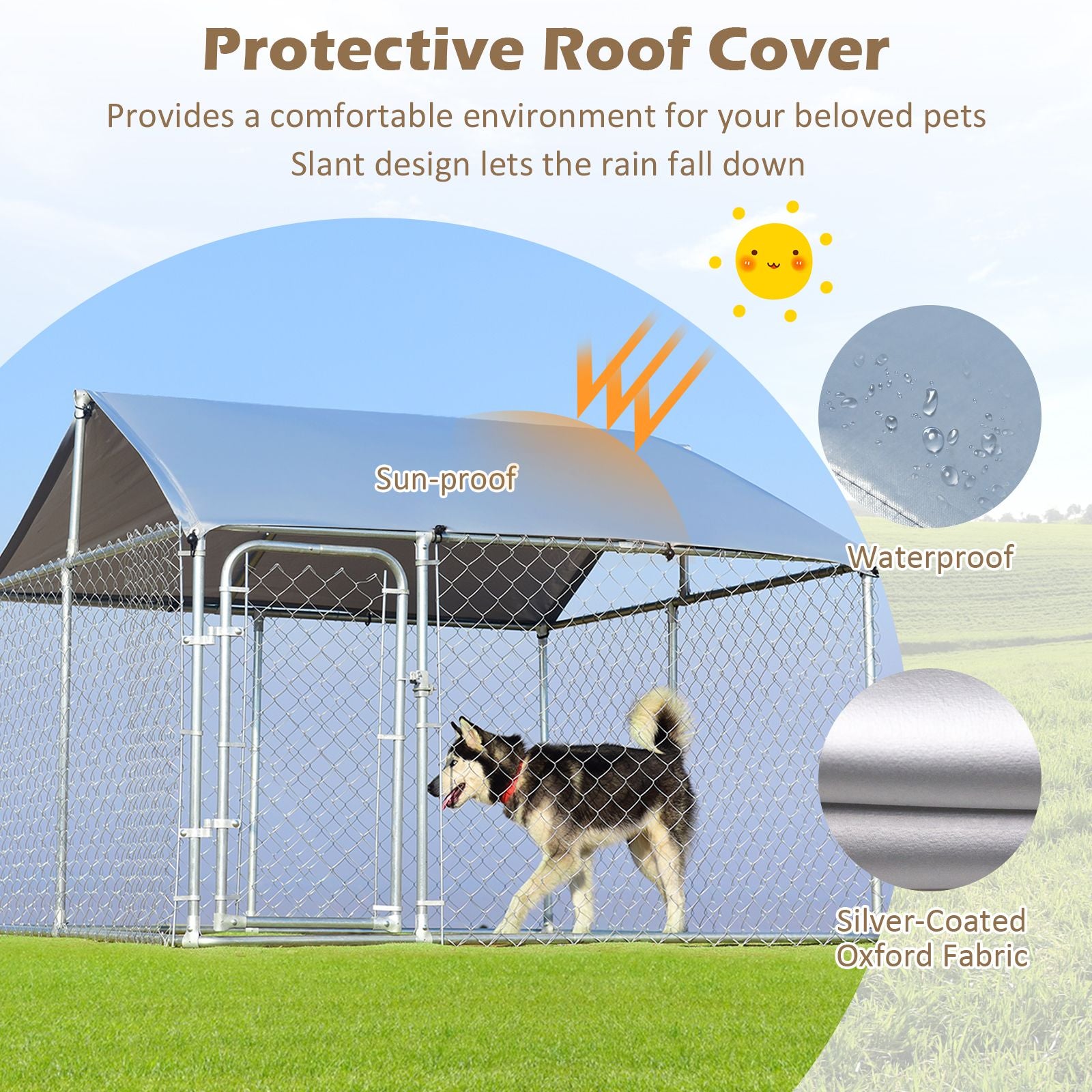 Outdoor Pet Playpen with All Weather Roof and Door